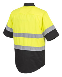 E067 Two Tone Short Sleeve ANSI Work Shirt Yellow/Black, Medium