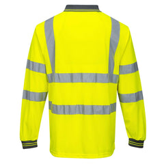 S277 Hi-Vis Long Sleeve Polo Shirt Yellow, 6X-Large