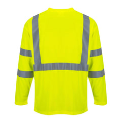 S191 Hi-Vis Long Sleeve Pocket T-Shirt Yellow Tall, 5X-Large
