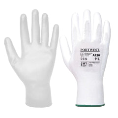 A120 Work Gloves PU Palm Dipped Abrasion and Tear Resistant White, Small