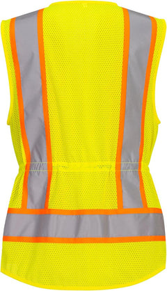 US392 Women'S Hi Vis Safety Work Vest with Reflective Tape Yellow, X-Large
