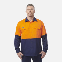 KingGee Mens Workcool 2 Hi-Vis Shirt Long Sleeve Button Up Work Workwear K54870