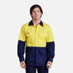 KingGee Mens Workcool 2 Hi-Vis Shirt Long Sleeve Button Up Work Workwear K54870