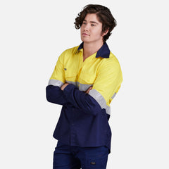 KingGee Mens Workcool Hi-Vis Taped Shirt Long Sleeve Work Lightweight K54880