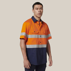 Hard Yakka Mens Hi-Vis Shirt & Comfort Waist Pants Uniform Set Workwear HYSET002