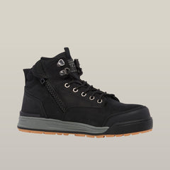 SUPER SALE! Hard Yakka Mens Lace Zip 3056 Safety Boots FREE 5 Pack Sock Y60201