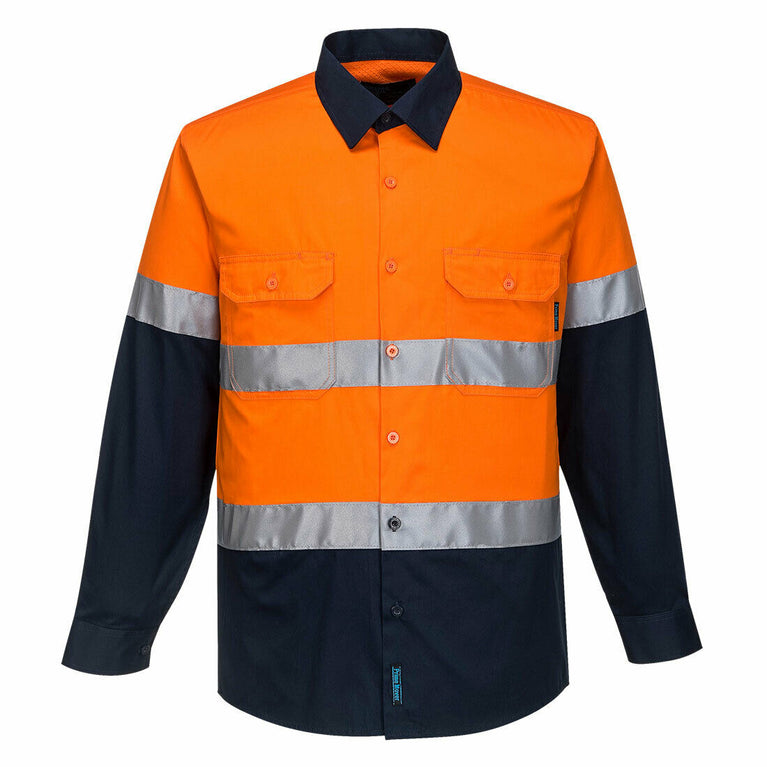 Portwest Mens Prime Mover Taped Hi-Vis Lightweight Long Sleeve Shirt Work MA801