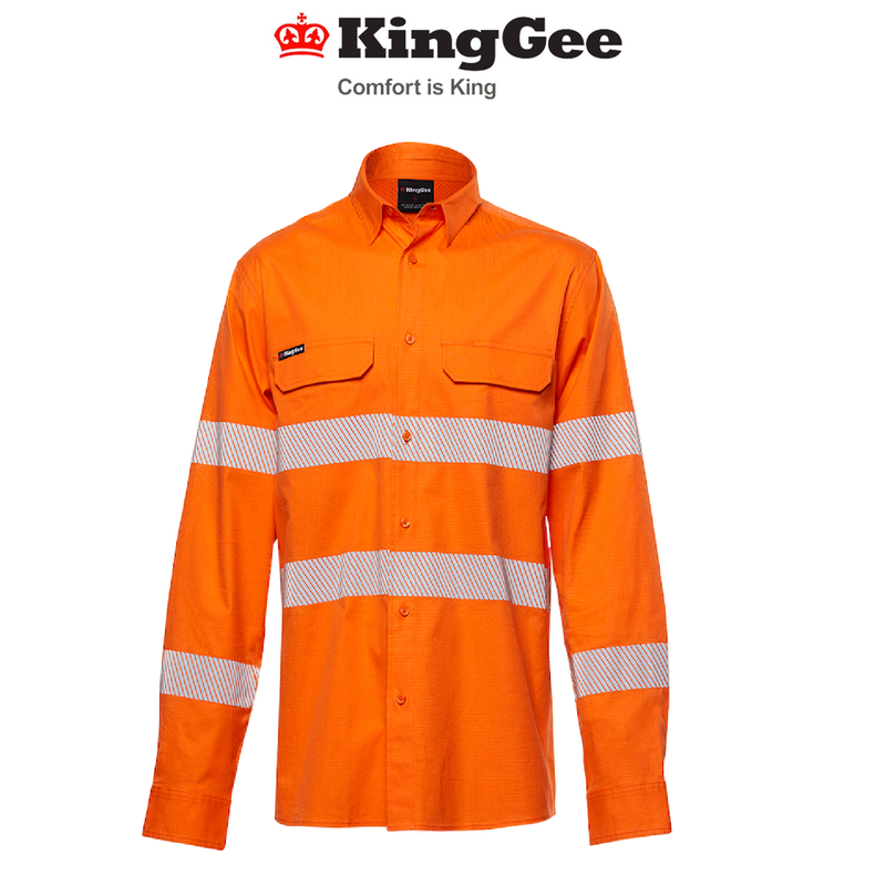 KingGee Mens Workcool Pro Bio Motion Shirt Long Comfy Sleeve Work Safety K54031