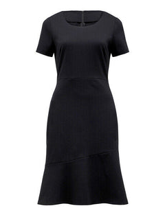 NNT Womens Short Sleeve Dress Ponte Knit Waist Seam Formal Knee Length CAT67K