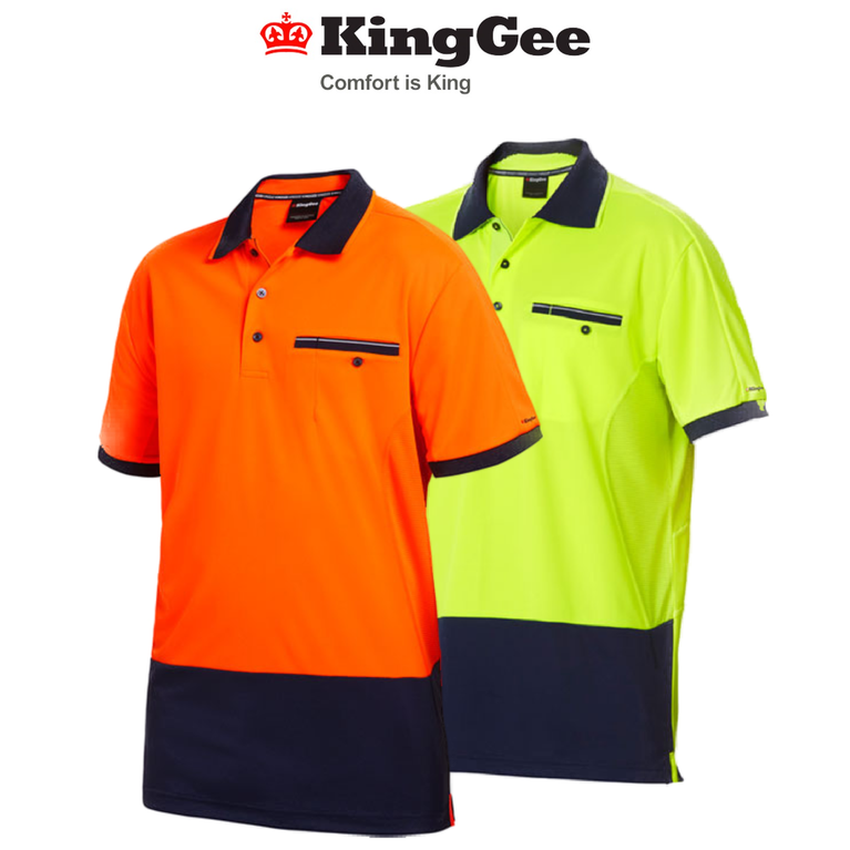 KingGee Men Workcool Hi-Vis Polo Short Sleeve Hyperfreeze Shirt Top Work K54845