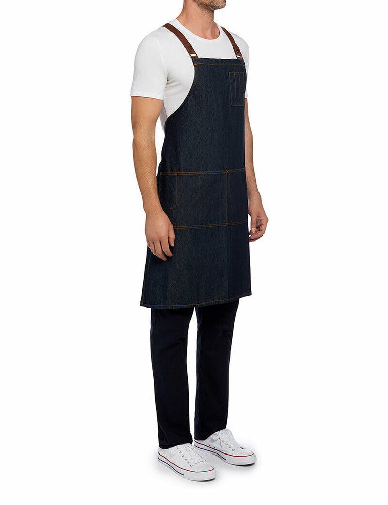 NNT Unisex Chef Memphi Cross Back Denim Apron Work Safety Tough Durable CATK2M