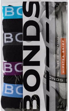 Mens Bonds Basic Everyday New Hipster Brief 4 Pack Work & Play Cotton M38DM4