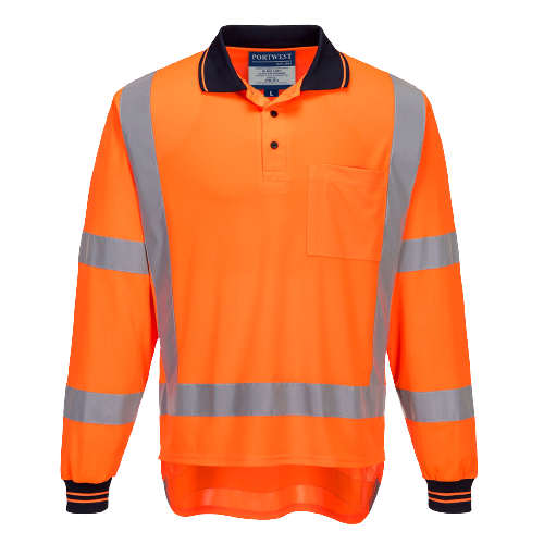 Portwest TTMC Long Sleeve Polo 2 Tone Comfort HiVis Reflective Work Safety TM312