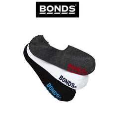 Mens Bonds Socks Footlet Logo Low Cut 3 Pack Comfort Arch Heel Grip SATQ3N