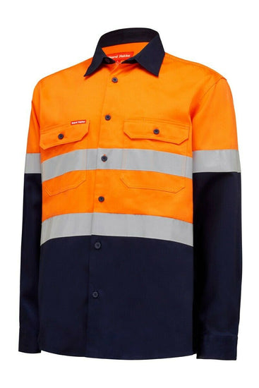 Hard Yakka Core Hi-Vis Safety Cotton Drill Pocket Taped Work Shirt Y04610