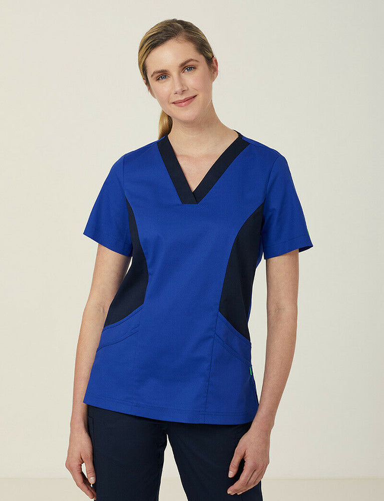 NNT Womens Nightingale V Neck Contrast Scrub Top Nurse Workwear Comfort CATULL