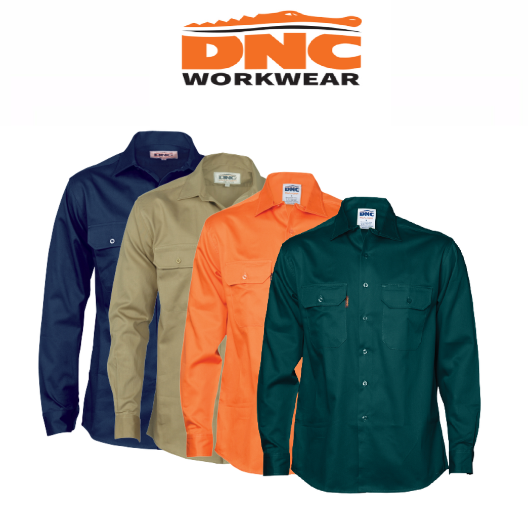 DNC Workwear Close Front Cotton Drill Long Sleeve ShirtFlame Retardant 3204