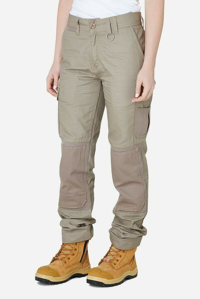 Womens Elwood Utility Work Pants Stretch Canvas Phone Pocket Tradie Tough EWD501