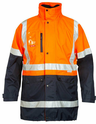 Hard Yakka Mens HiVis 4 in 1 Taped Jacket Reversible Jacket All Season Y06057