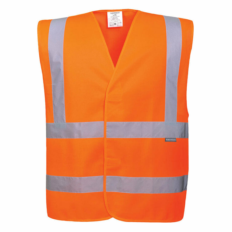 Portwest Mens Hi-Vis Two Band & Brace Vest Reflective Lightweight Work C470