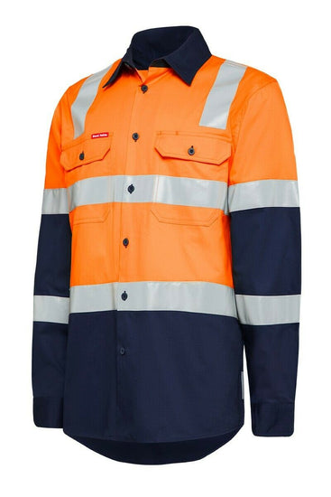 Hard Yakka Biomotion Hi-Vis X Cross Tape Safety Work Light Shirt Y04270