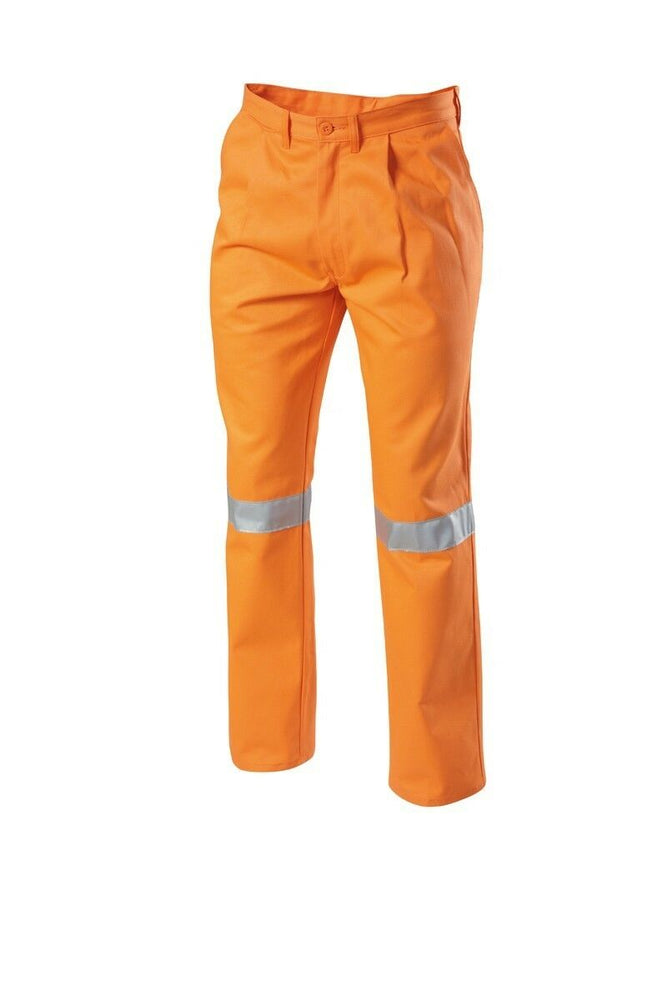 Mens Hard Yakka Cotton Drill Pants Reflective Tape Workwear Tough Y02615