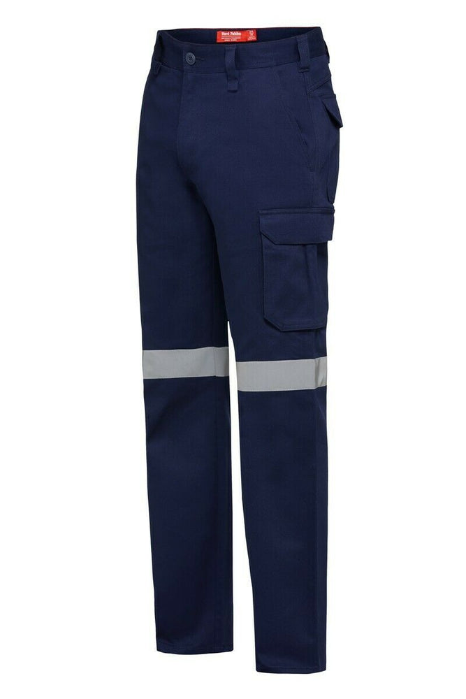 Mens Hard Yakka Gen Y Cargo Cotton Drill Pants Safety Taped Heavy Duty Y02750