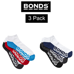 Mens Bonds Low Cut Socks Sports Active Invisi Grip 3 Pack Cotton Blend S8220N