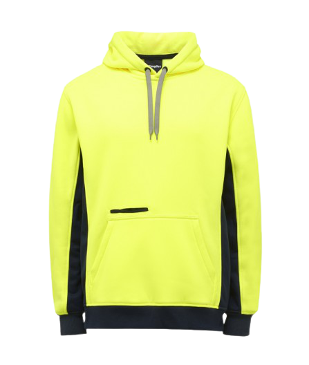 KingGee Mens Hi Vis Pull Over Hoodie Fleece Drawstring Work Safe Safety K55033