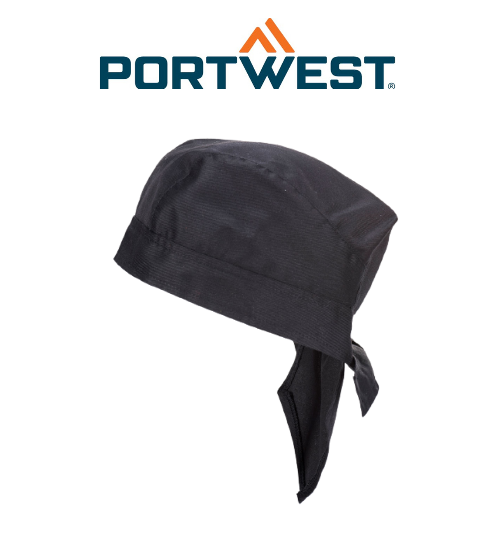 Portwest Chefs Bandana Black Restaurant Uniform Comfortable S903