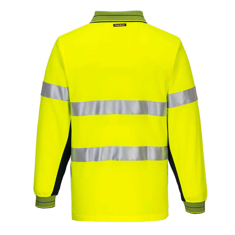 Portwest Mens Prime Mover Long Sleeve Cotton Work Shirt Polo Hi-Vis Taped MP313