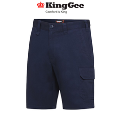 KingGee Mens Stretch Cargo Shorts Work Flat Front Safety Belt Loops Phone K07005