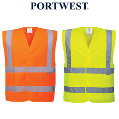 Portwest Mens Hi-Vis Two Band & Brace Vest Reflective Lightweight Work C470