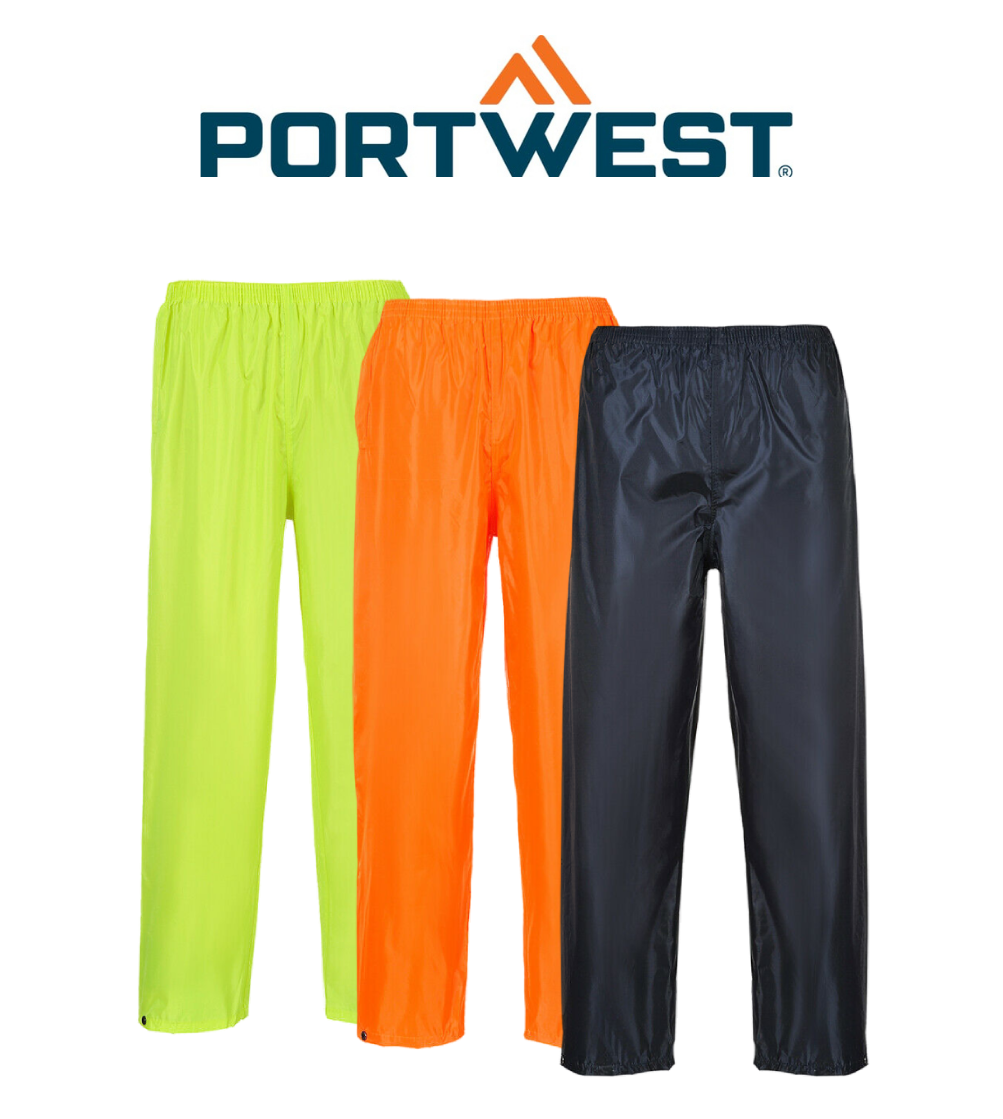 Portwest Mens Classic Adult Rain Pants Lightweight Pant Waterproof Safety S441