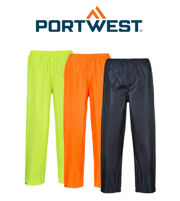 Portwest Mens Classic Adult Rain Pants Lightweight Pant Waterproof Safety S441