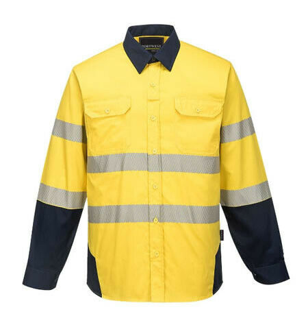 Portwest Mens PW3 Shirt Hi-Vis Tex Pro Reflective Lightweight Work Cotton PW372