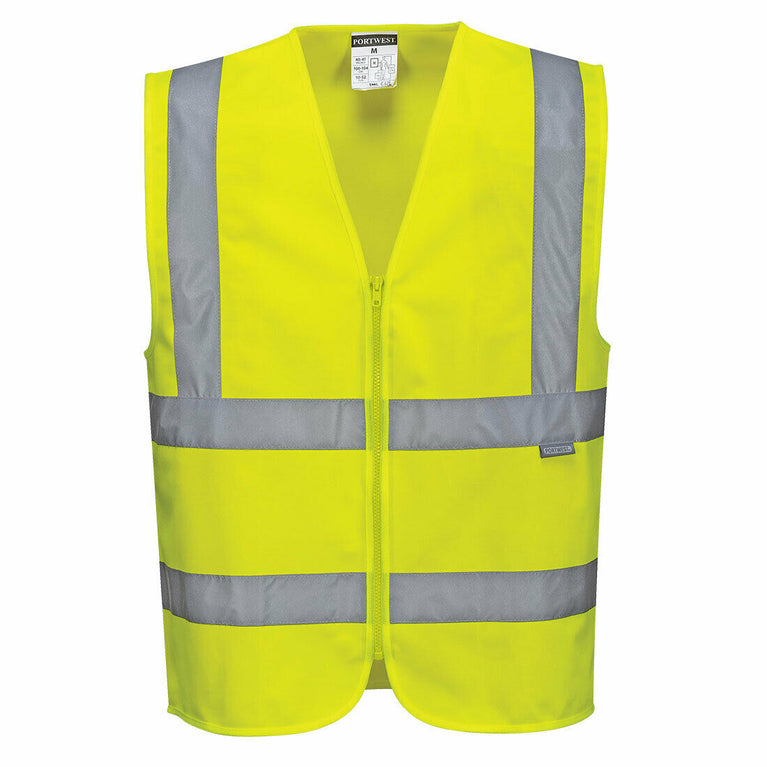 Portwest Mens Hi-Vis Zipped Band & Brace Vest Lightweight Taped Safety Work C375