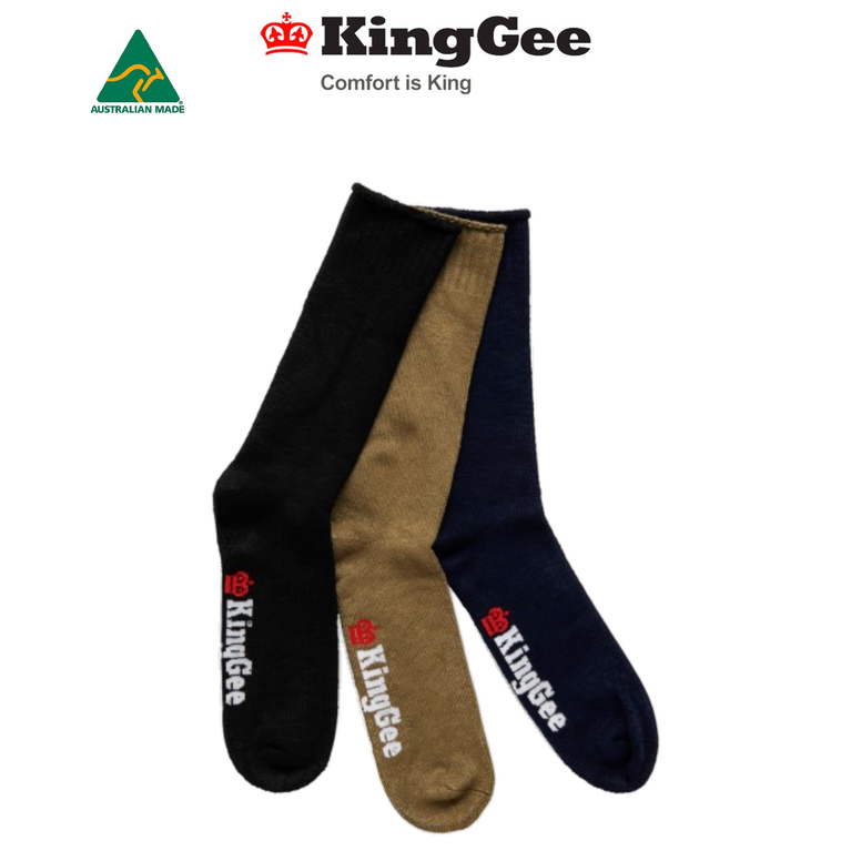 KingGee Mens Bamboo Work Socks 3 Pack Breathable Comfortable Workwear K09271