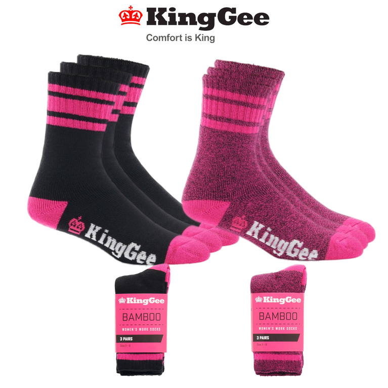 KingGee Women's Bamboo Socks 3 Pack Comfort Breathable Work Warm Soft K49015