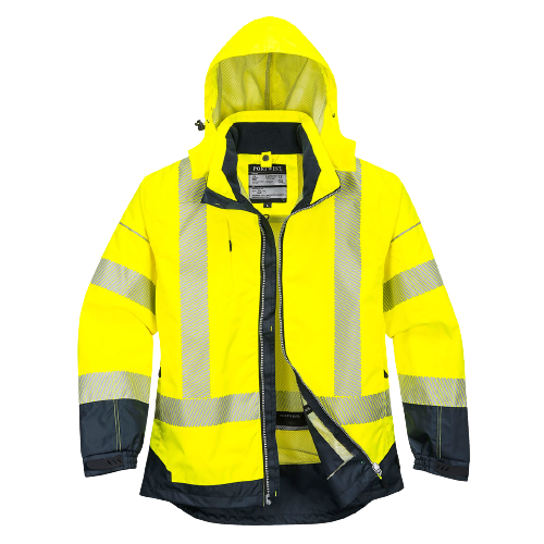 Portwest PW3 Hi-Vis Breathable Jacket 2 Tone Reflective Work Safety Hood T403