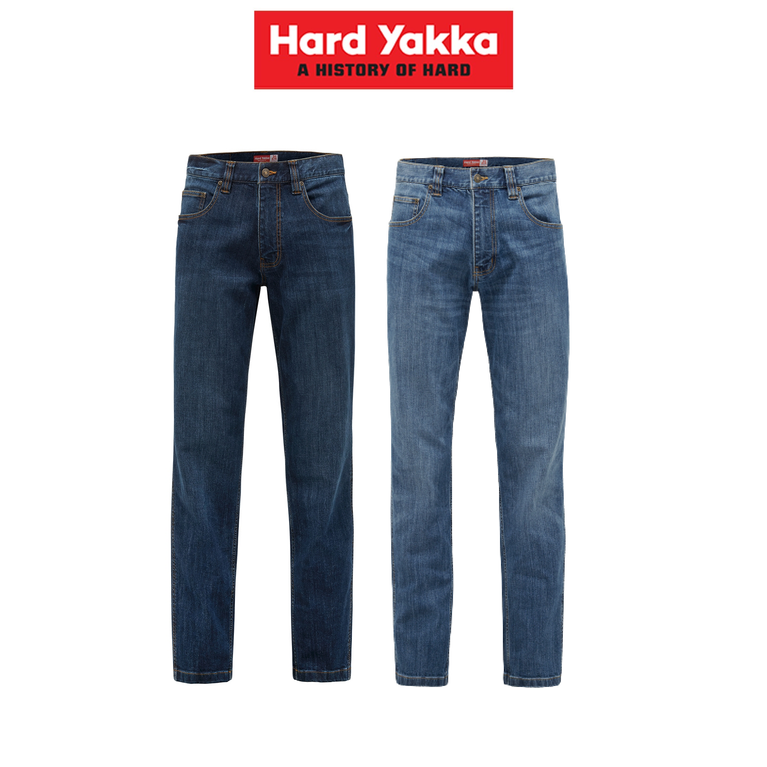 Hard Yakka Mens Heritage Regular Jeans Tough Denim Durable Sustainable Y03100