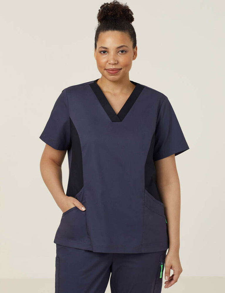 NNT Womens Nightingale V Neck Contrast Scrub Top Nurse Workwear Comfort CATULL