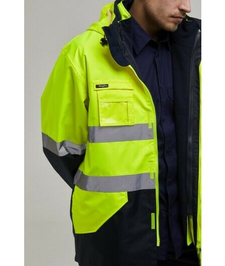 KingGee 4 in 1 Waterproof Jacket Fleece Insulated Hood Safety Hi-Vis K55300