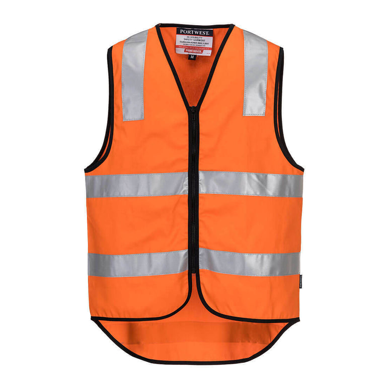 Portwest Mens Hi-Vis 100% Cotton Day Or Night Vest Reflective Lightweight MW338