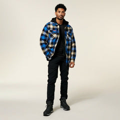 Hard Yakka Mens Quilted Shacket Winter Thick Shirt Fleece Hoodie Jacket Y06690