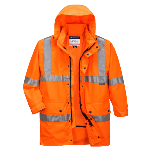 Portwest Argyle Full Hi-Vis Rain Jacket with Tape 2 Tone Work Safety MF306