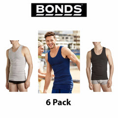 Mens Bonds Chesty Singlet 6 Pack Cotton Rib Seamfree Athletic Top Shirt M757