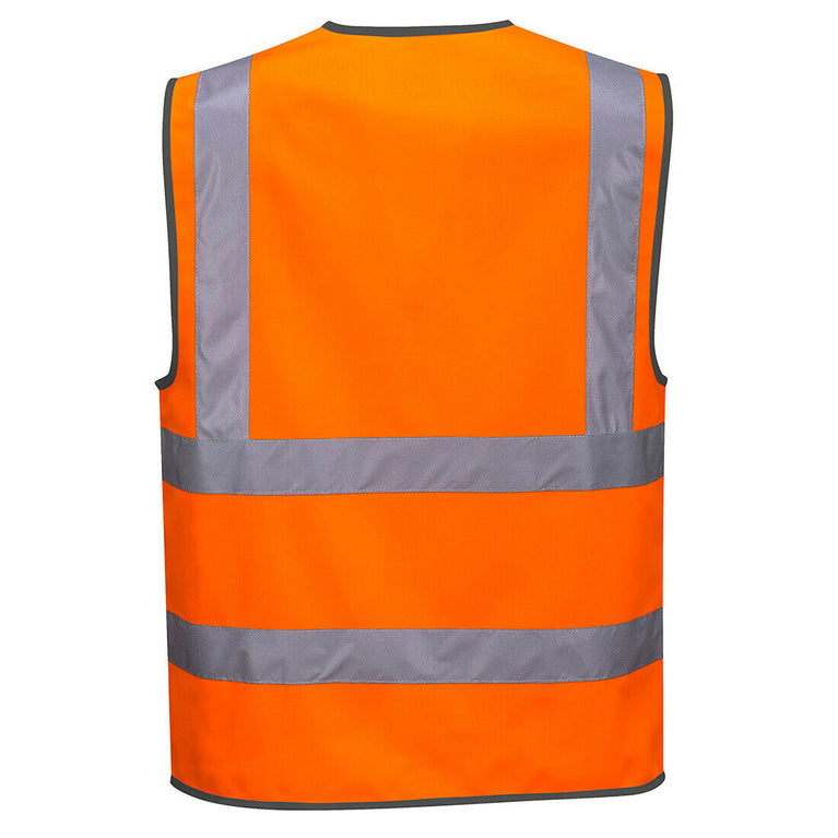 Portwest Mens Hi-Vis Zipped Band & Brace Vest Lightweight Taped Safety Work C375