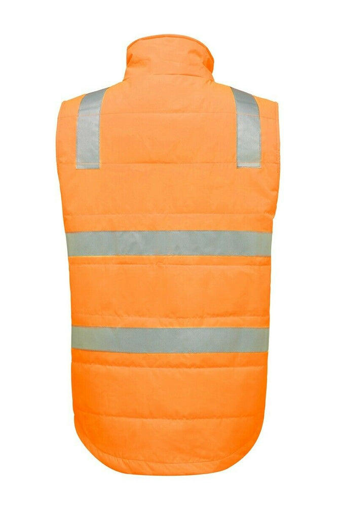 Mens Hard Yakka Hi Vis Puffer Vest Taped Safety Work Quilted Warm Winter Y19510