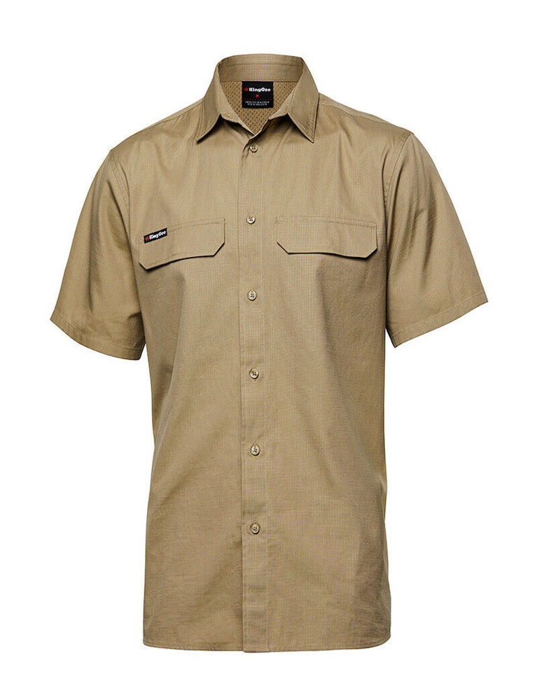 KingGee Mens Workcool Pro Shirt S/S Tough Stretch Ripstop Cotton Work K14022